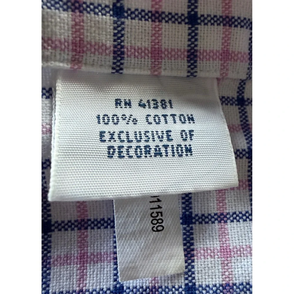 Polo Ralph Lauren Mens L Blue Pink Check Cotton Button Down Long Sleeve Shirt